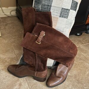 Circa Joan & David DARAJ Tall Suede Leather Riding Boots Brown Womens 6
